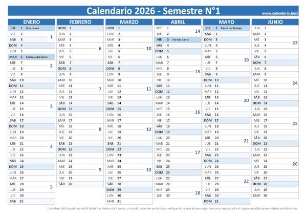 Calendario de enero de 2026 en blanco para imprimir